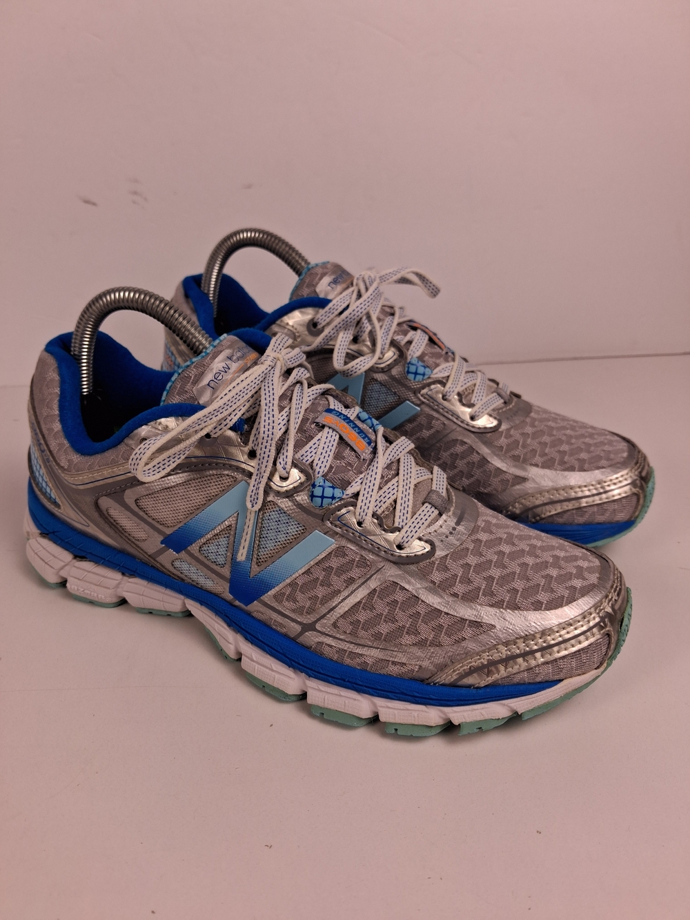 New Balance 860v5 Running Shoes Womens 8.5 Silver Blue Stability Trainers Gym